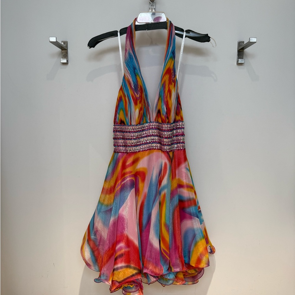 Mac Duggal Multicolor Swirl Kids Formal Dress